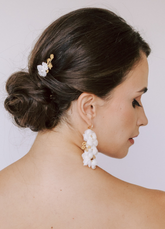 Duo de pics à chignon "Sofia" avec fleurs en soie 2