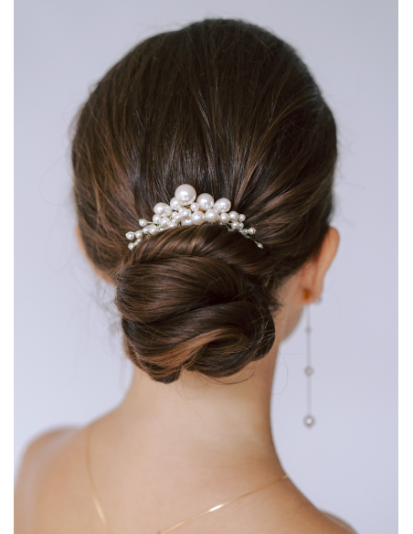 Peigne mariée moderne "Clara" avec perles nacrées