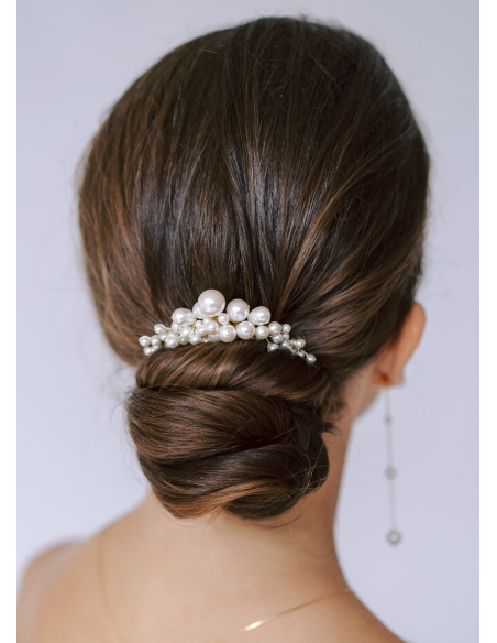 Peigne mariée moderne "Clara" avec perles nacrées