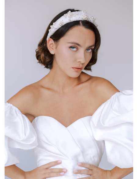 Serre tête couronne "Candice" avec perles et dentelle