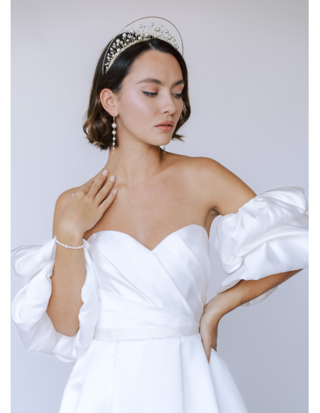 Couronne coiffure mariage "Opaline" avec perles et cristaux