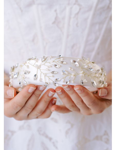 Serre tête couronne "Suzie" avec perles et cristaux