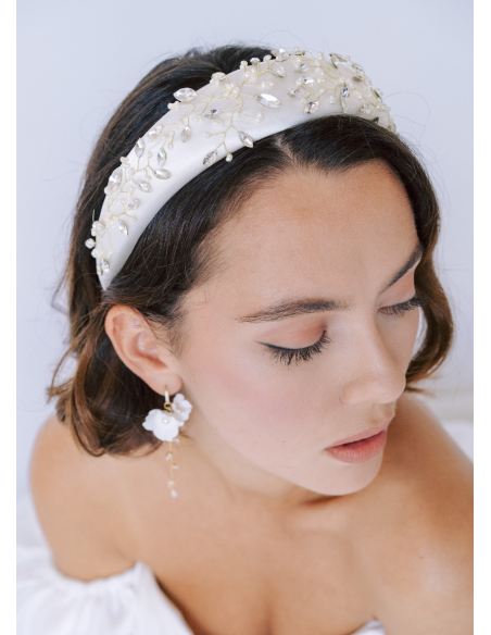 Serre tête couronne "Suzie" avec perles et cristaux