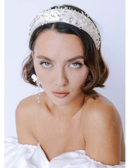 Serre tête couronne "Suzie" avec perles et cristaux