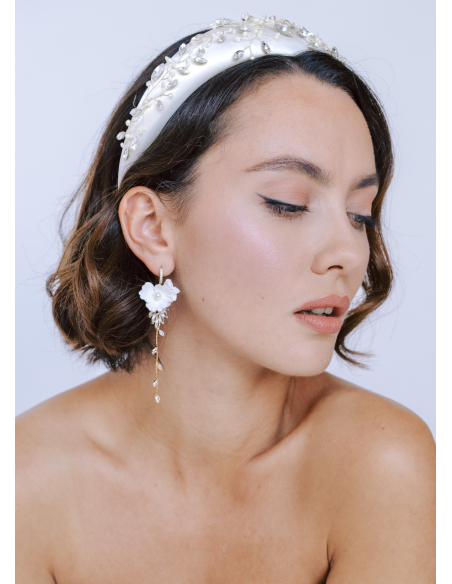 Serre tête couronne "Suzie" avec perles et cristaux