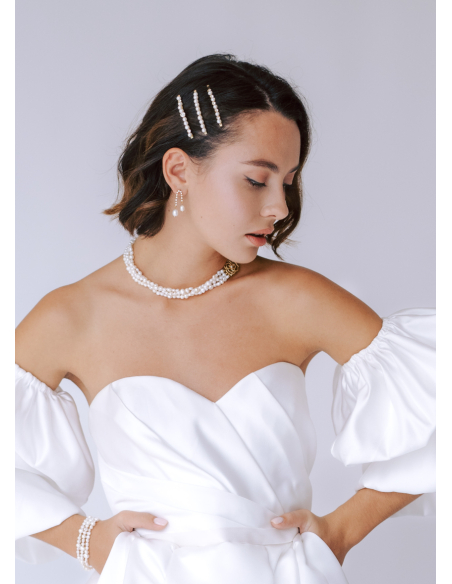 Barrettes cheveux mariée "Tessa" avec perles et cristaux
