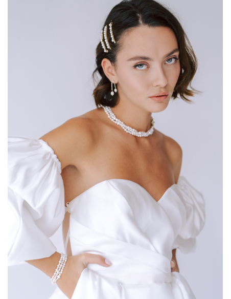 Barrettes cheveux mariée "Tessa" avec perles et cristaux