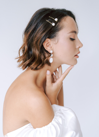 Duo Barrettes cheveux "Alma" avec perles eau douce 2