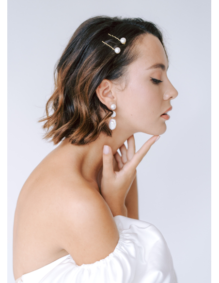 Duo Barrettes cheveux "Alma" avec perles eau douce