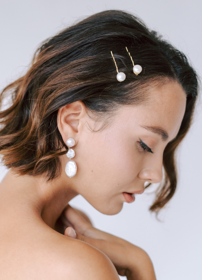 Duo Barrettes cheveux "Alma" avec perles eau douce