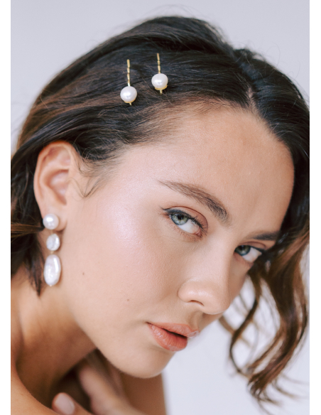 Duo Barrettes cheveux "Alma" avec perles eau douce