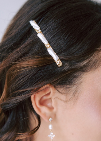 Barrette cheveux mariée "Adèle" avec perles et cristaux 2