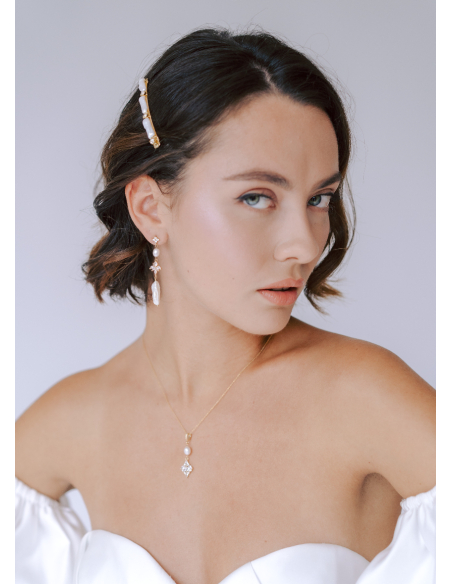 Barrette cheveux mariée "Adèle" avec perles et cristaux