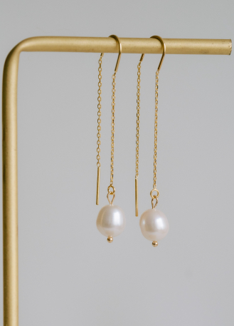 Boucles d'oreilles mariée "Maelle" pendantes avec perles...