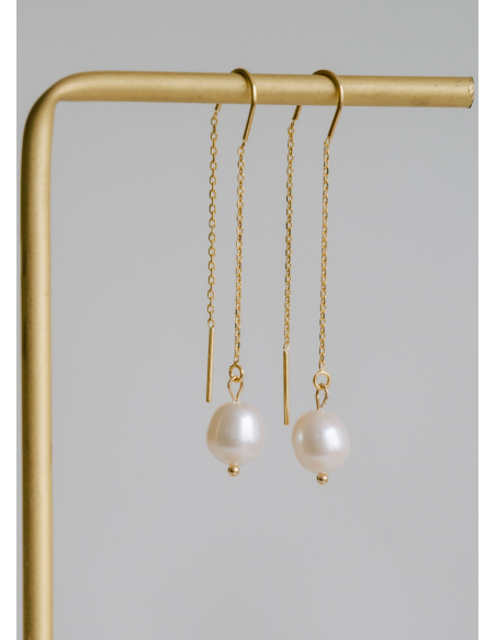 Boucles d'oreilles mariée "Maelle" pendantes avec perles d'eau douce