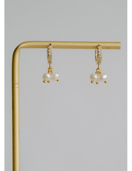 Boucles d'oreilles mariée "Abby" petites créoles avec perles d'eau douce