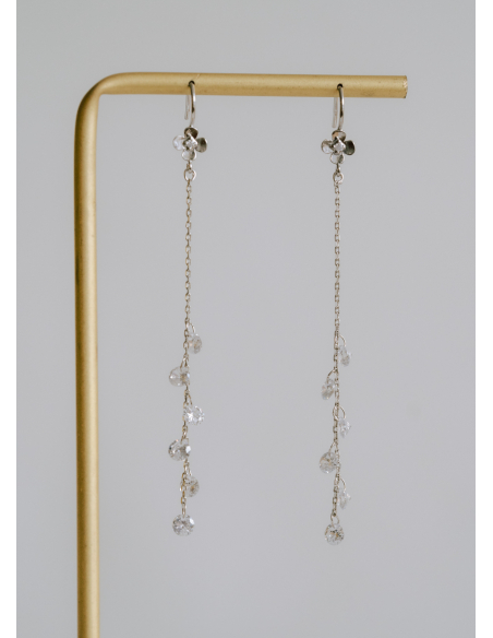 Boucles d'oreilles mariée "Lily" pendantes avec chaines et strass