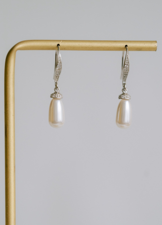 Boucles d'oreilles mariée "hannah" avec perles et...