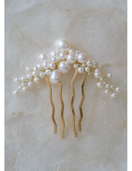 Peigne mariée moderne "Clara" avec perles nacrées