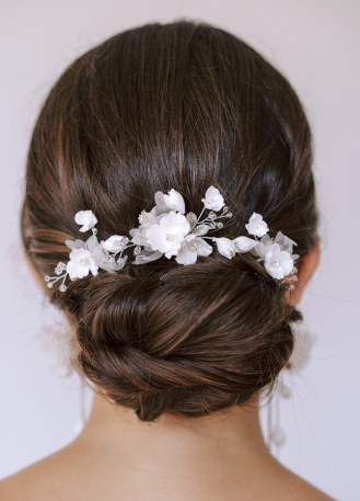 Trio de pics à chignon "Chiara" avec fleurs de soie et... 2