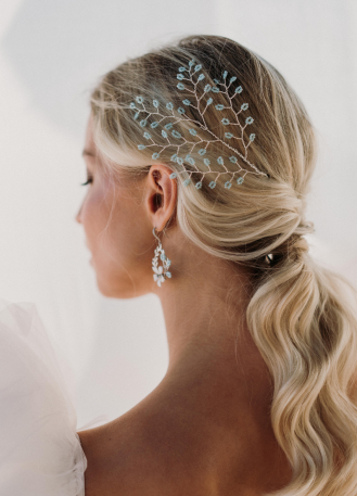 Ornement de cheveux mariée "Agathe" avec feuillages de... 2