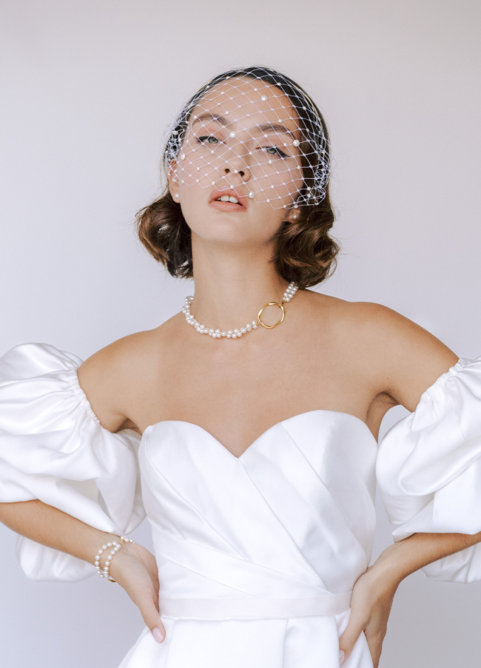 Voilette mariée "Julia" avec perles Voilette mariée "Julia" avec perles