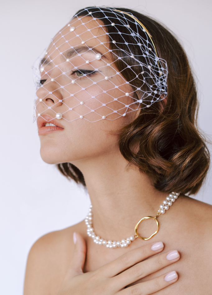Voilette mariée "Julia" avec perles Voilette mariée "Julia" avec perles