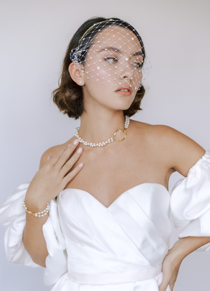 Voilette mariée "Julia" avec perles Voilette mariée "Julia" avec perles