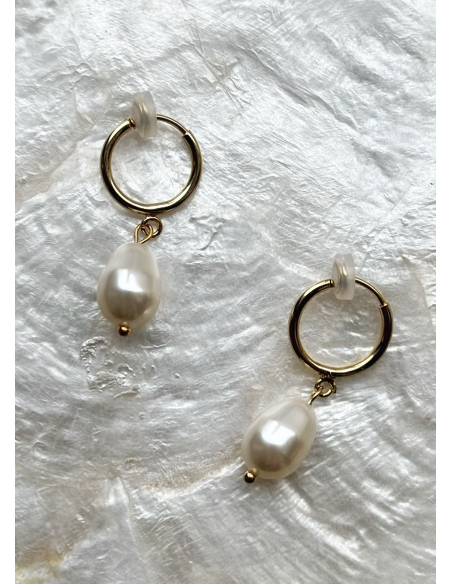 Créoles Clips oreilles mariage perles