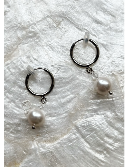Créoles Clips oreilles mariage perles