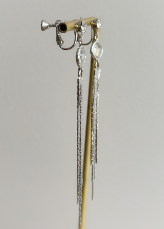 Boucles Clips oreilles longues strass 2