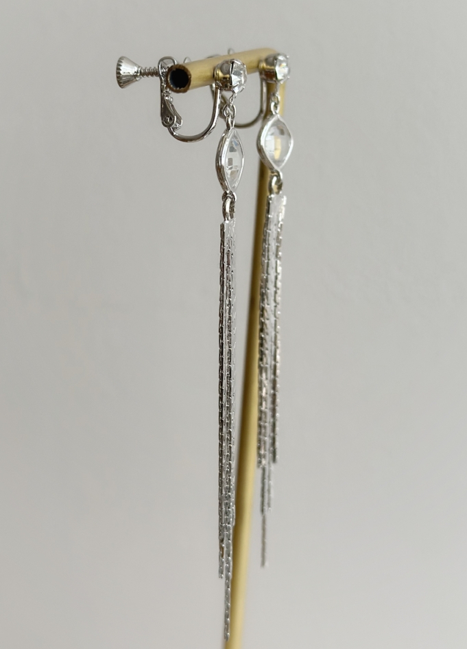 Boucles Clips oreilles longues strass