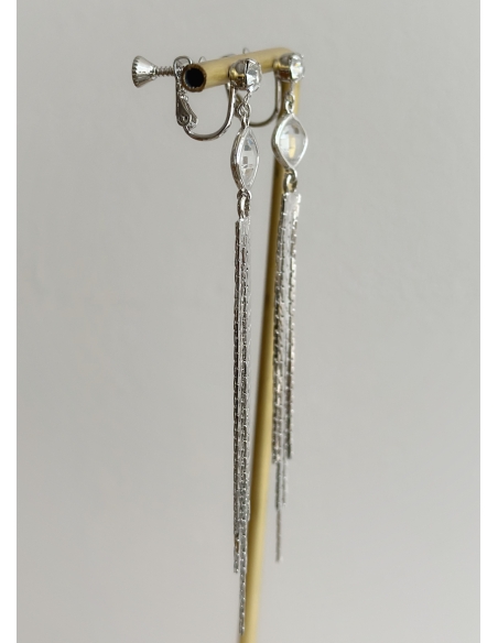 Boucles Clips oreilles longues strass