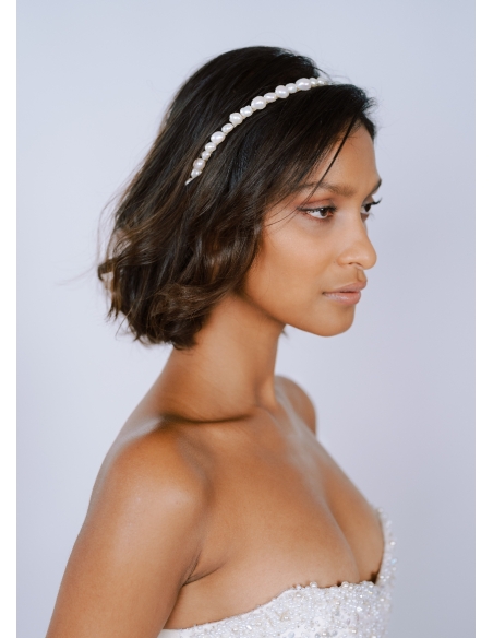 Serre tête couronne "Stella" avec perles eau douce