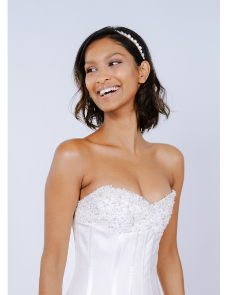 Serre tête couronne "Stella" avec perles eau douce