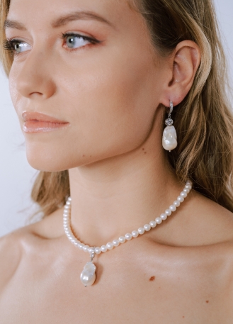 Boucles d'oreilles "Stella" moderne avec perles d'eau douce 2
