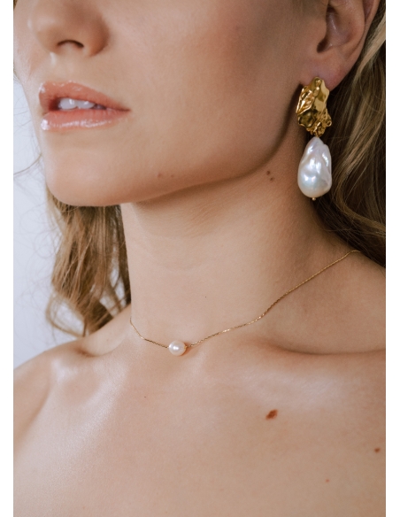 "Mira" collier de mariée avec perle simple, minimaliste et discret