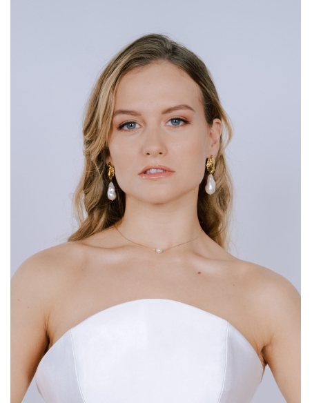 "Mira" collier de mariée avec perle simple, minimaliste et discret