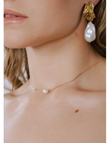 "Mira" collier de mariée avec perle simple, minimaliste et discret