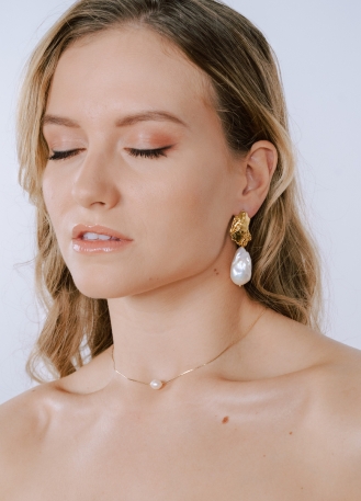 "Mira" collier de mariée avec perle simple, minimaliste... 2