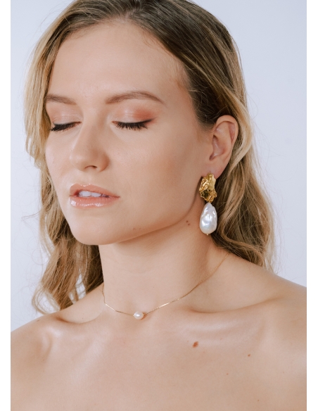 "Mira" collier de mariée avec perle simple, minimaliste et discret