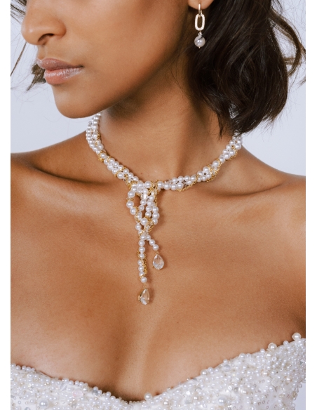 "Carlotta" Collier moderne multi-rangs de perles