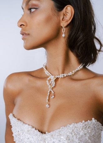 Boucles d'oreilles mariée "Carlotta" avec perles nacrées 2