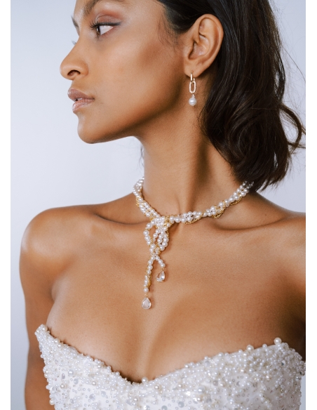 Boucles d'oreilles mariée "Carlotta" avec perles nacrées