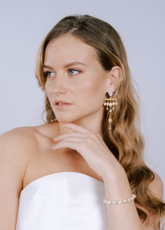 Boucles d'oreilles pendantes "Aurore" avec cascade de... 2