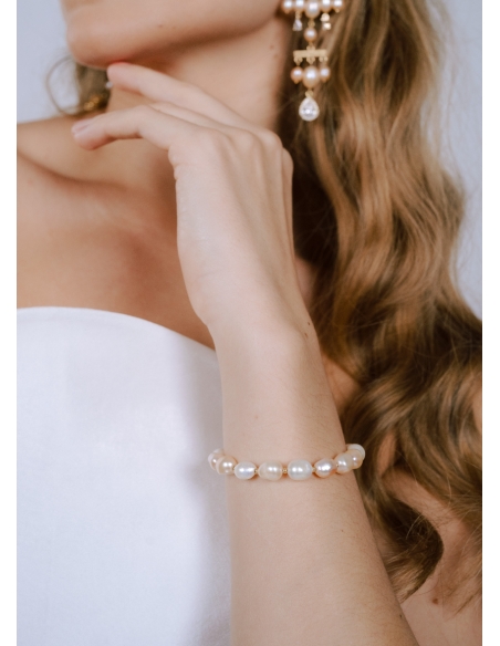 Bracelet mariage "Aurore" avec perles d'eau douce