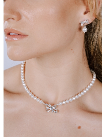 "Valentina" collier de mariée avec perles et noeud