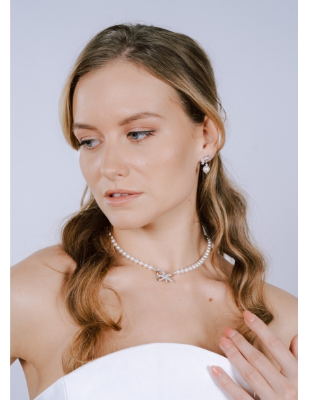 "Valentina" collier de mariée avec perles et noeud