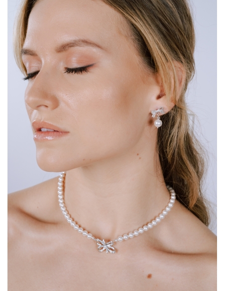 "Valentina" collier de mariée avec perles et noeud