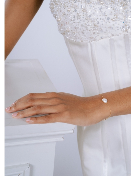 Bracelet mariage "Alva" simple avec perle eau douce